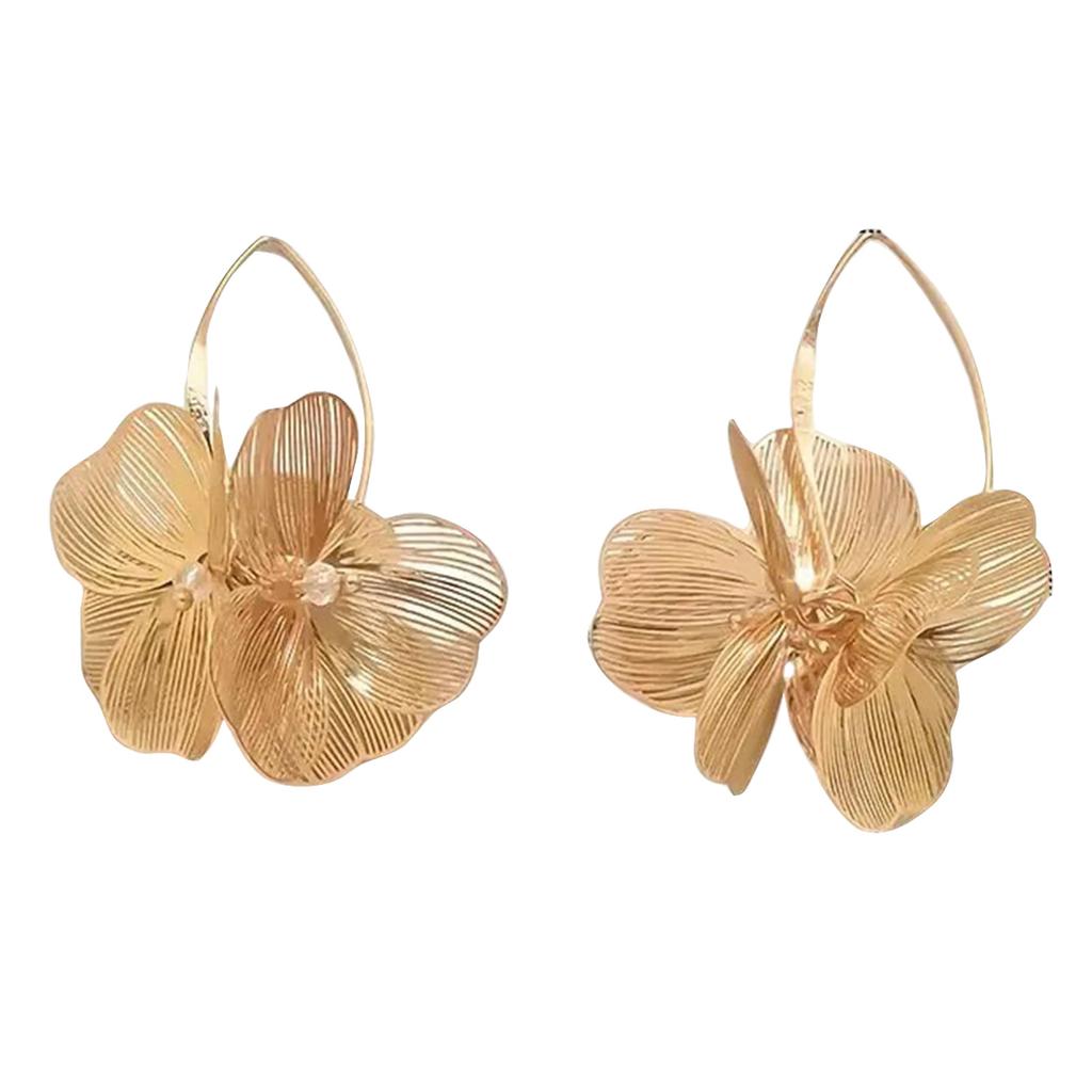 Gold Flower Earrings Statement Earrings for Women Elegant Floral Jewelry for Women Gold Statement Earrings Unique Flower Design