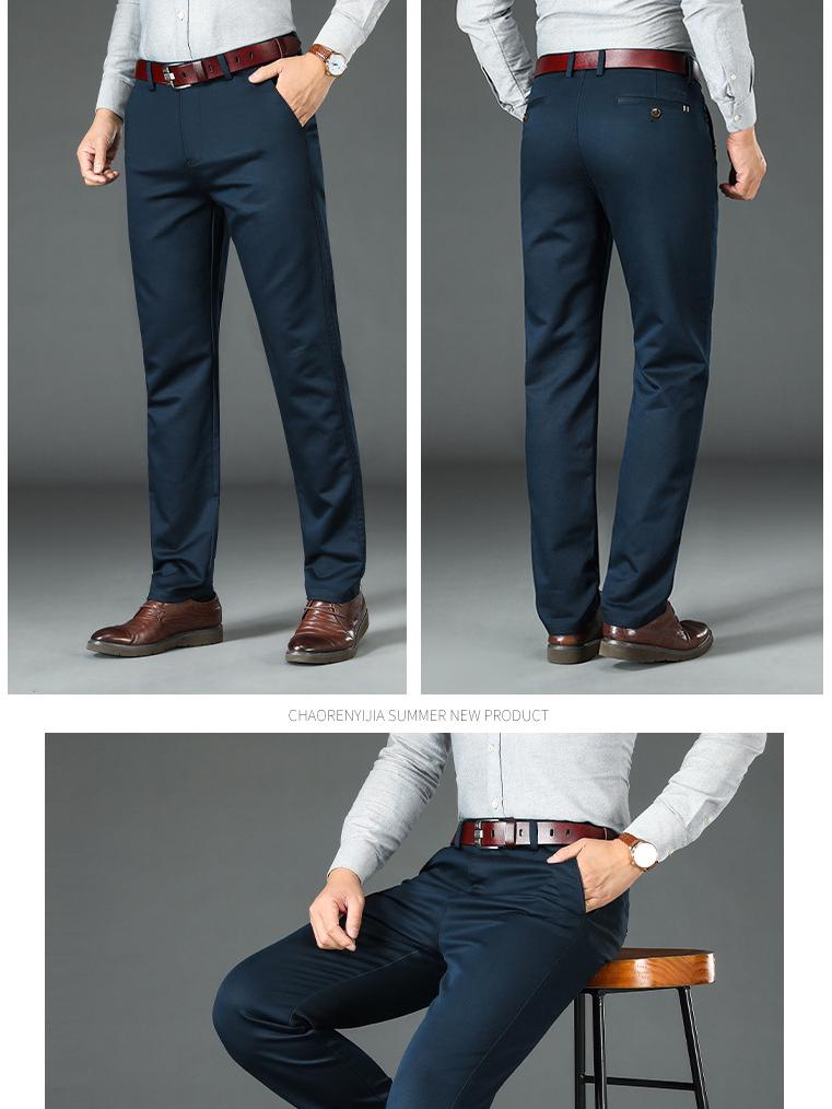 Мужские осенне-зимние повседневные серые стрейчевые хлопковые брюки, прямого кроя, свободного покроя, средней посадки, однотонные, прочные, цвета милитари J856A.