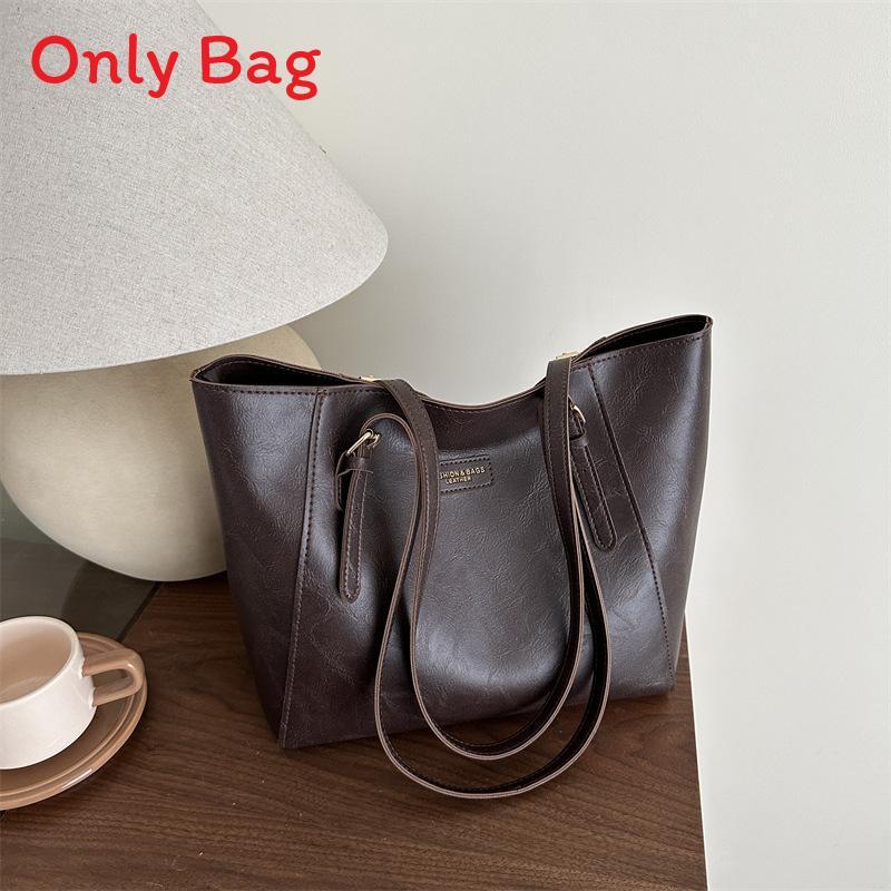 Korean Vintage Pu Shoulder Bag With Interior Phone Pocket For City Commute