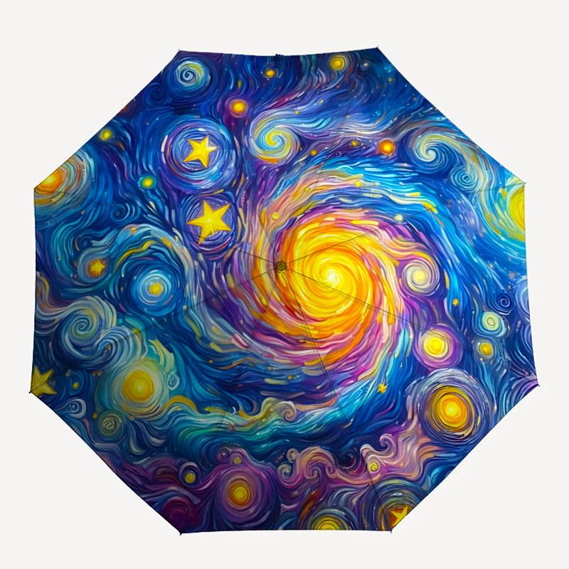 1PC Galaxy Swirl Automatic Opening And Closing, Sturdy Iron Frame, Portable Folding Design, Suitable For Men And Women In All Seasons80