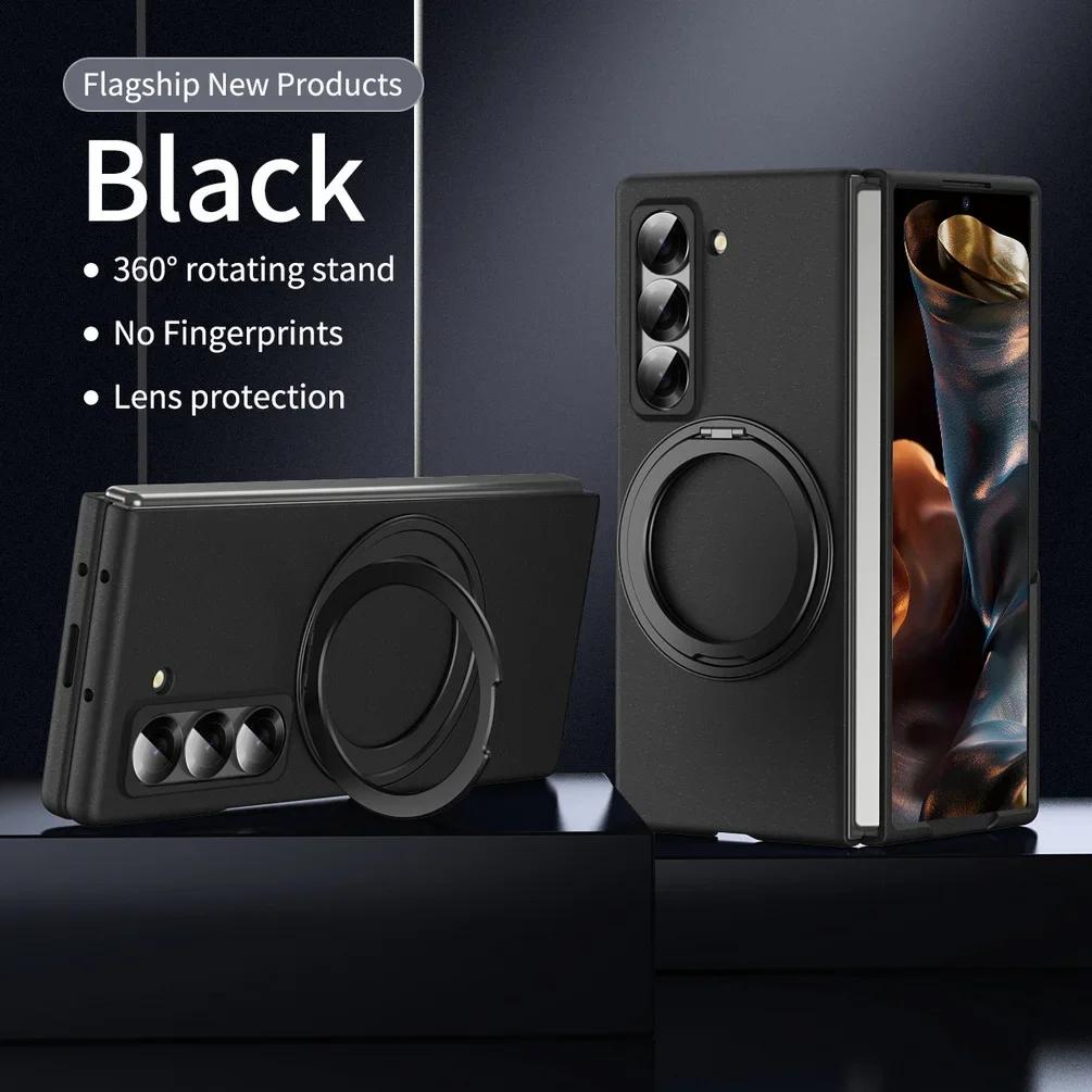 Rotatable Magnetic Ring Holder Protective Case for Samsung Z Fold 7 Fold7 6 Cover Built-in Glass Screen Protector Funda