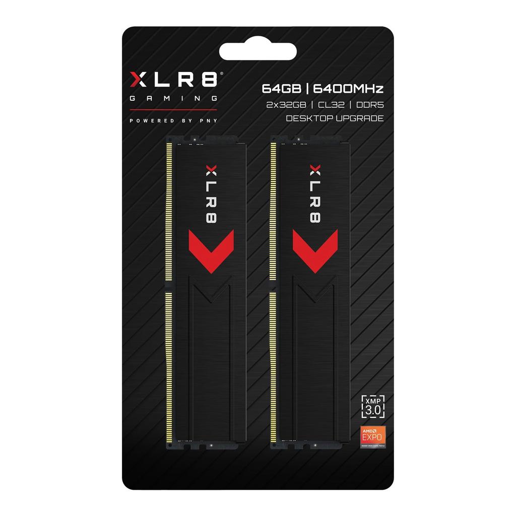 PNY XLR8 Gaming DDR5 6400 UDIMM 64GB X Desktop Memory MD64GK2D5640032XR MM10405 (32GB 2)