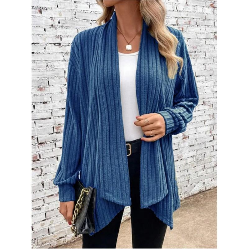 Женский осенне-зимний однотонный кардиган с длинным рукавом свободного кроя, темпераментный повседневный топ