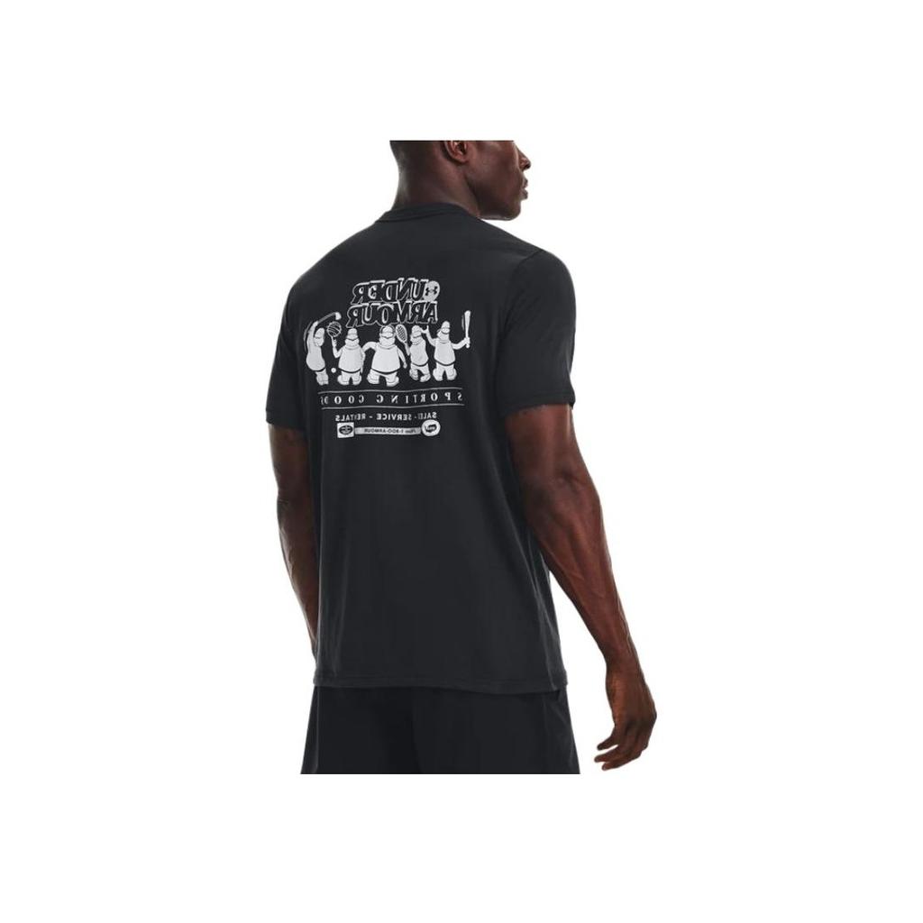 Under Armour Coach Graphic Crew Neck Short Sleeve T-Shirt Men Tops Black 1376854-001