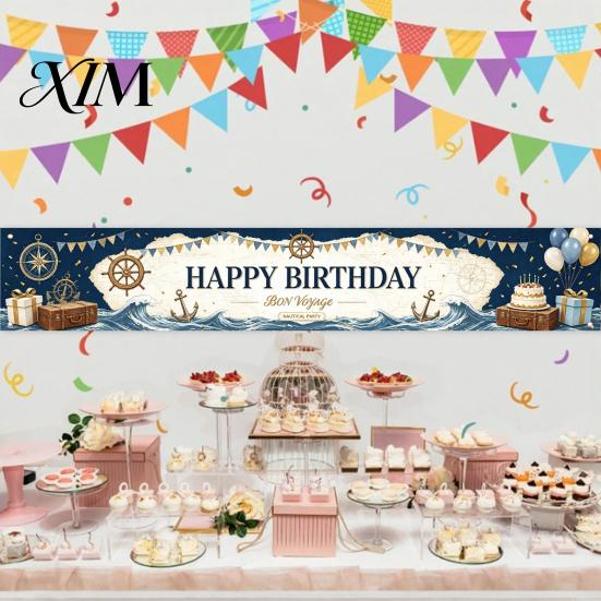 Outdoor Photo Background Large Happy Birthday Yard Banner Sign, 70 x 15 Inch Decoration Backdrop for Boys Girls Party Supplies Indoor Wall Hanging