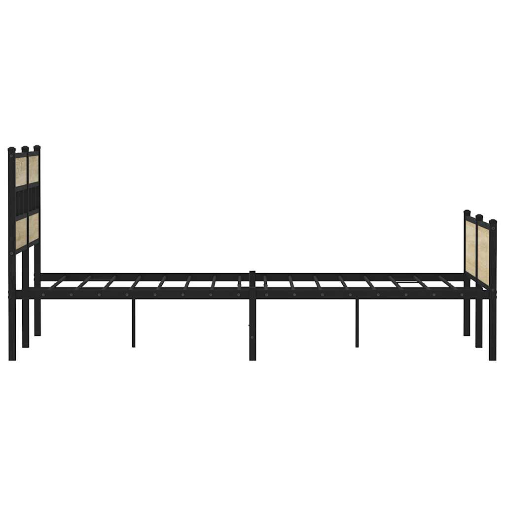 Metal Bed Frame without Mattress Sonoma Oak Finish 183 x 213 cm