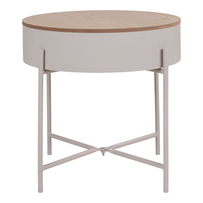 Table d'appoint en acier thermolaqué beige-gris clair