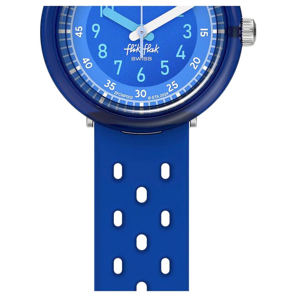 Swatch FLIK FLAK Серия BUBBLY HOURS кварцевый механизм 30 метров водонепроницаемые швейцарские часы 31,85 мм синий циферблат корпус из биопластика силиконовый ремешок ZFCNP002