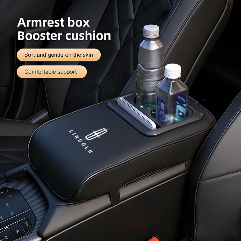 Car Armrest Cushion With PU Leather Pad Auto Amrest Pillow Cover Height Pad For Lincoln Z Navigator Town-car Aviator MKZ Corsair cwm3