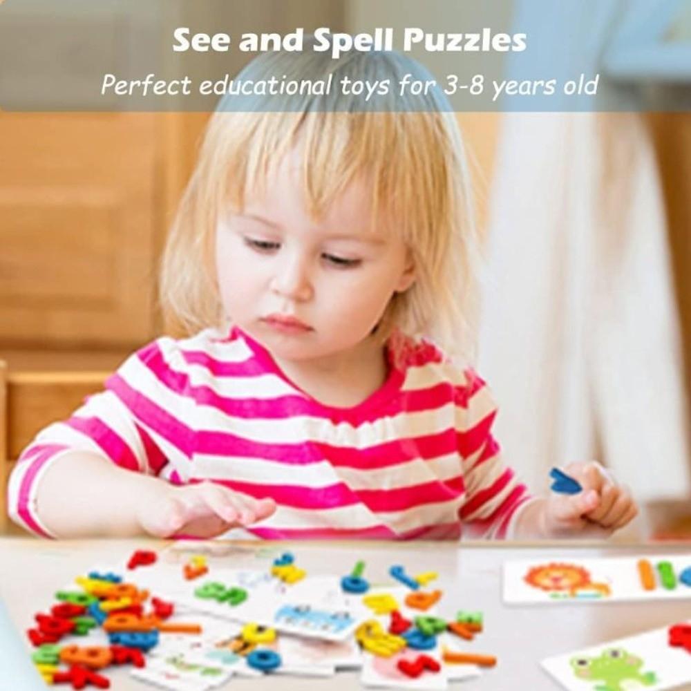 Letter Matching Wooden Spelling Game English Jigsaw Letter Puzzles Early Childhood