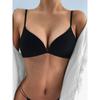 European and American Ribbed Simple Thin Mold Cup Deep V Without Steel Ring Gathering Bra Sexy and Comfortable Girl Underwear