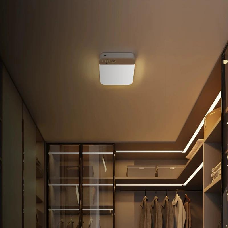 Светодиодный потолочный светильник с датчиком движения человека, 3 цвета света, плавная регулировка яркости, лестница, коридор, спальня, домашний декор, потолочный светильник, ночник