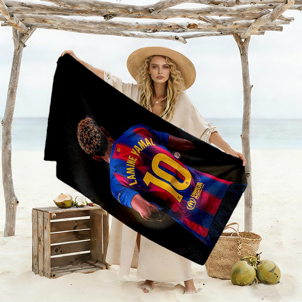 Yamal Fc Barcelona Beach Towel Super Soft & Absorbent Comfortable Lightweight Suitable for Swimming, Gym, Camping, Yoga Vacation