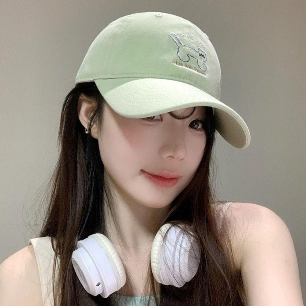 Adjustable Sunscreen Baseball Cap Breathable Cotton Peaked Hat Cat Embroidered Cap Unisex
