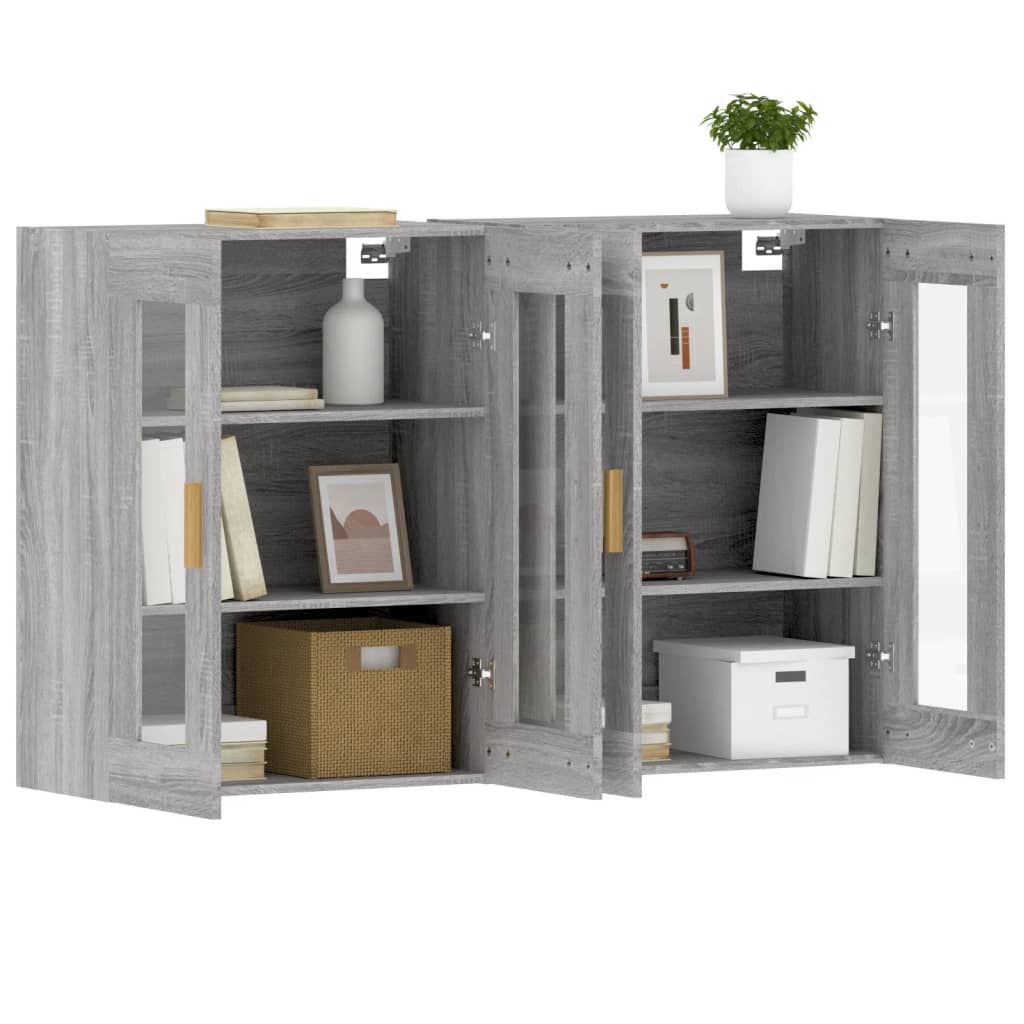 Wall Cabinets 2 pcs Grey Sonoma Wood Based Material