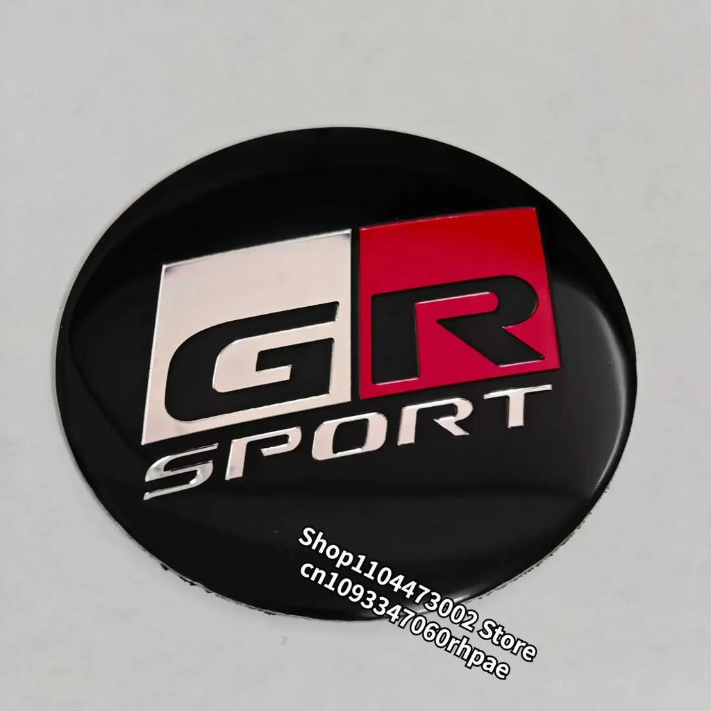 WNIS1 4pcs 56mm 60mm GR Aluminum Wheel Hub Center stickers for Toyota Modified hub center cap sticker Car Accessories