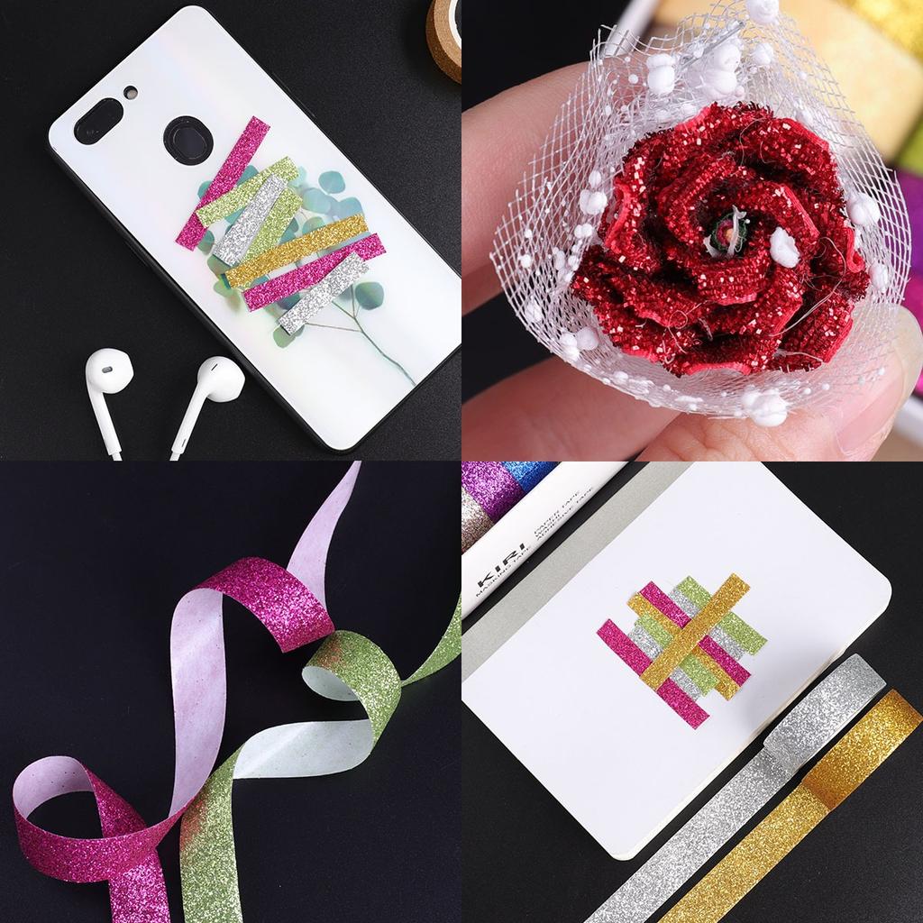 Sparkle Decorative Tape for Art, DIY Glitter Washi Tape Set - 12 Rolls Colored Masking Tape, Scrapbook Tape,Decor & Crafts