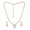 Estele Gold Plated Oval Halo American Diamond Necklace Set for Women