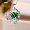 Silver, full-diamond, snake-shaped heart necklace Niche, high-end, heart-shaped green zircon snake pendant