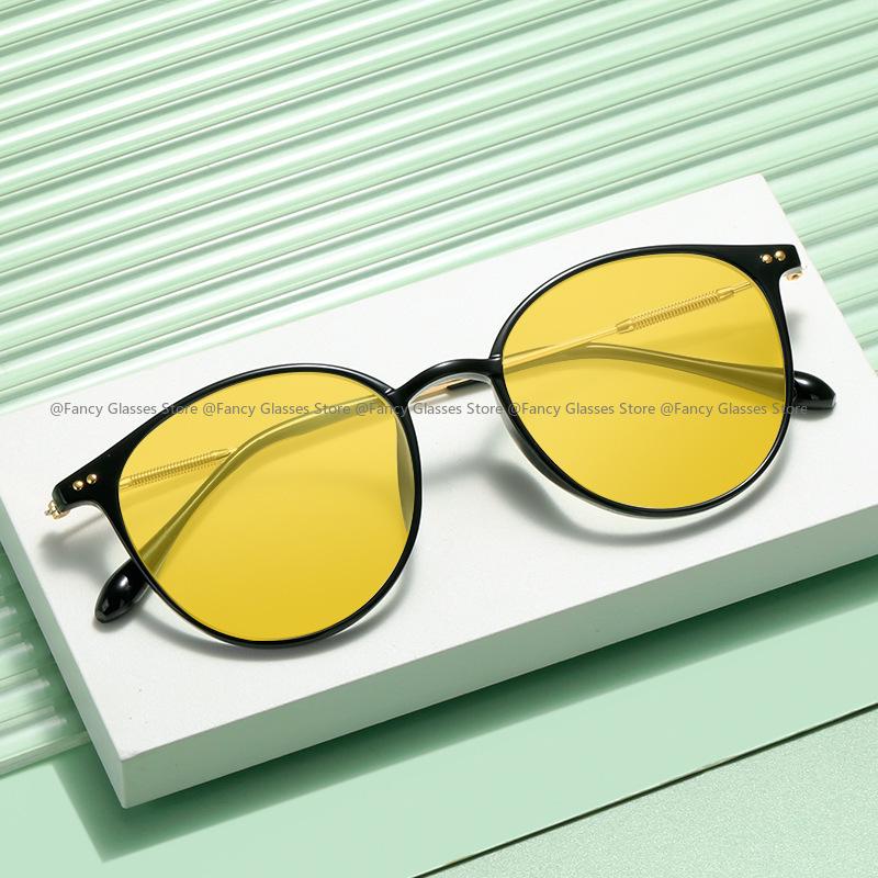 Очки для ночного видения с защитой от синего света, унисекс, роскошная оправа TR, солнцезащитные очки UV400, очки для зрения, мужские, женские, круглые, ультралегкие