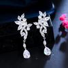 Style Long Luxury Leaf-Shaped Water Drop Women'S Earrings Inlaid Zircon Earrings