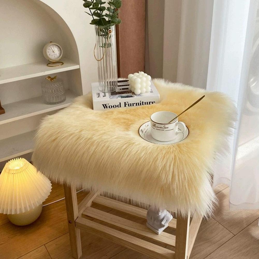 45*45cm Display Dressing Table Mat Fluffy Shaggy Fur Rugs Sofa Pillow Cushion Seat Cushion Pad