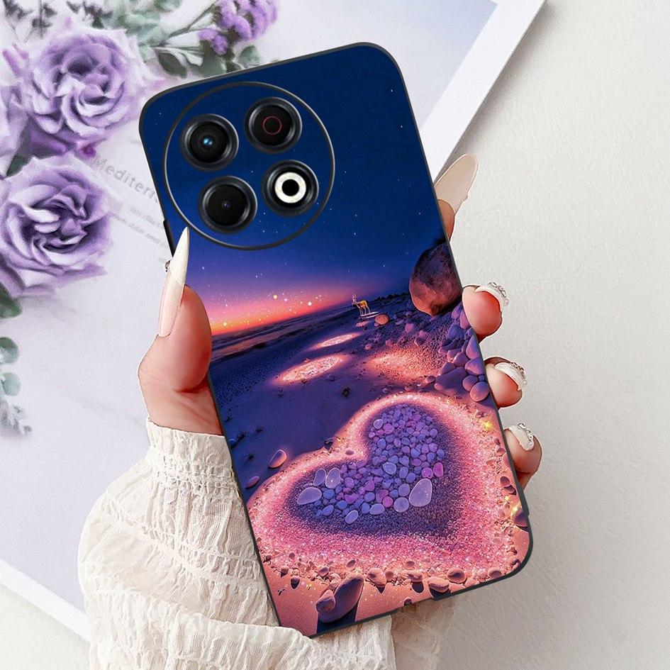 Для Tecno Spark 30 KL6 Чехол Spark 30 Pro KL7 Обложка Модный Цветок Мягкий Черный Силиконовый Чехол для Телефона Для Tecno Spark30 Pro 2024 Чехол
