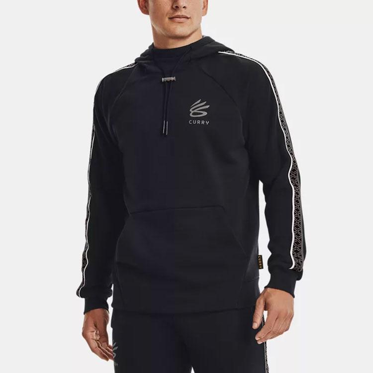 Under Armour Curry Sideline Spliced Basketball Sports Fleece Hoodie Pullover Men Hoodie Black 1366626-001