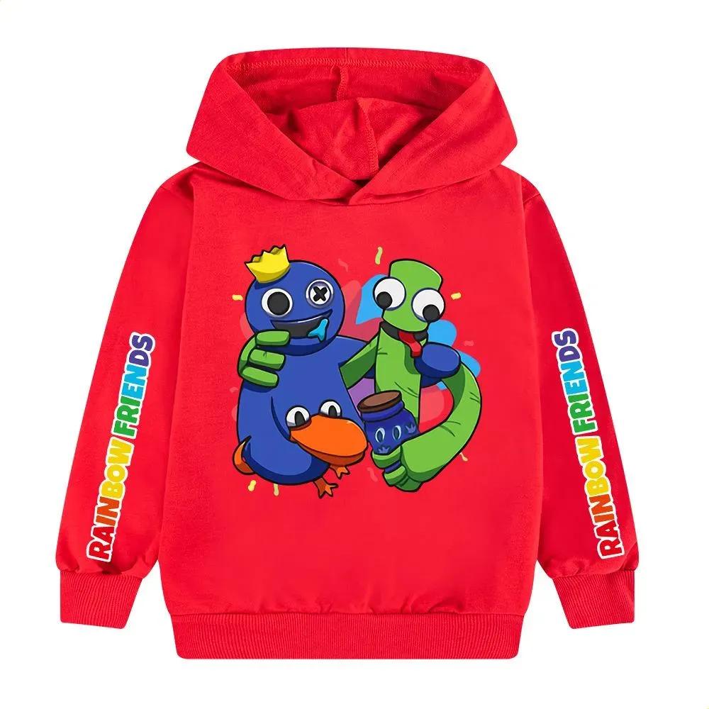 Kids Cartoon Rainbow Friends Hoodie Long Sleeve Hooded Sweatshirt Casual Tops for Boys Girls