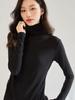 Women's Lightweight Silky High Neck Wool Blend Long Sleeve T-Shirt - Autumn Collection