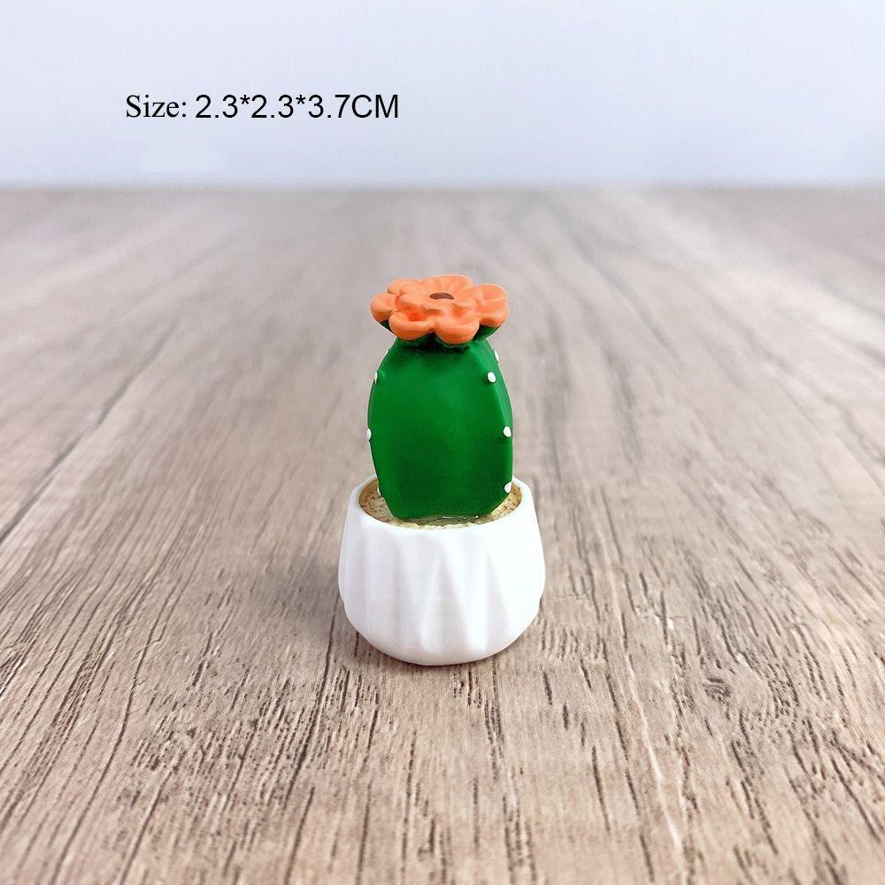 Mini Cute Succulent Plant Pots Resin Dollhouse Miniature Succulent Potted Cactus Car Ornament