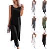Женское летнее свободное повседневное модное однотонное платье без рукавов с кружевной отделкой на спине