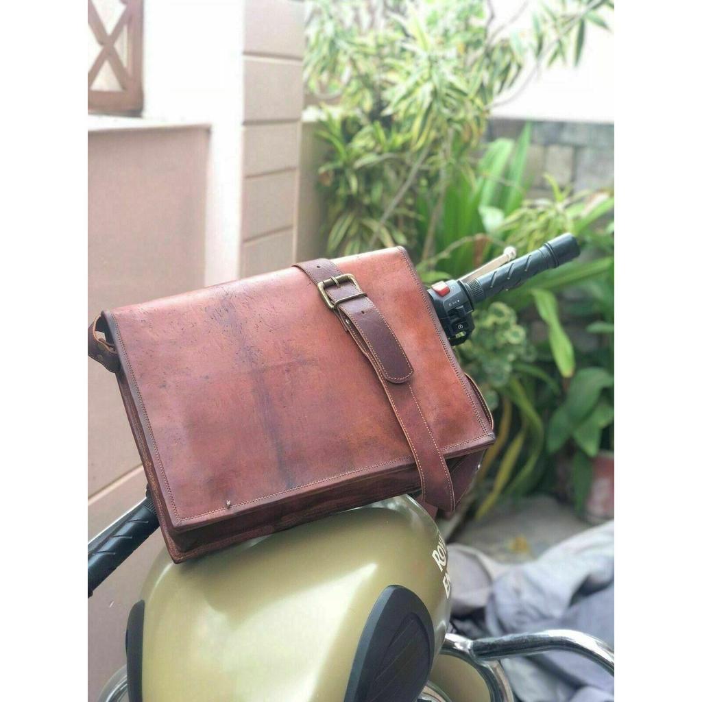 Новая мужская сумка-мессенджер из козьей кожи, настоящая сумка для ноутбука, коричневый портфель