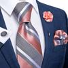 Classic 8.5cm Necktie Set for Men Striped Tie Silk Tie With Brooch Pin Hanky Cufflink Business Party