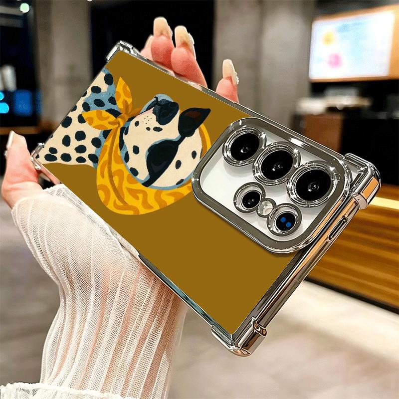 Dalmatian Cute Dog Plating Phone Case For Samsung Galaxy S24 S25 FE S26 Edge S23 Ultra S22 S21 Plus S20 Anti-Fall Airabag Cover