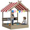 Sandbox With Sunshade Playhouse Design With Toy Set Treated Solid Wood 124 X 116 X 146 Cm Gray