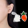 Creative Personal Cute Rabbit Carrot Ear Studs Female All-Matching Elegant Earrings Cartoon Epoxy Asymmetric Earrings