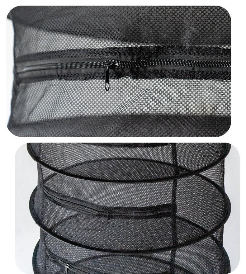 2ft 2 Layer Herb Collapsible Drying Rack W/Zipper Black Mesh Trays Dry Net Hanging for Hydroponics