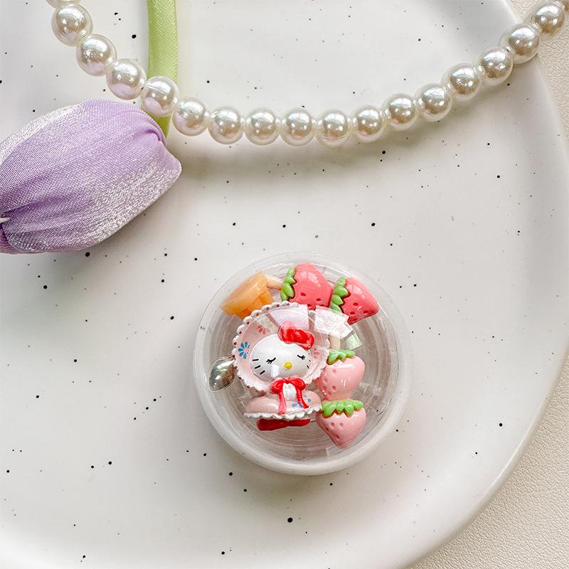 Mobile Phone Airbag Bracket Pasted Round Rocking Music Strawberry Kt Cat Women'S Cute Magnetic Desktop Support Rack Ring