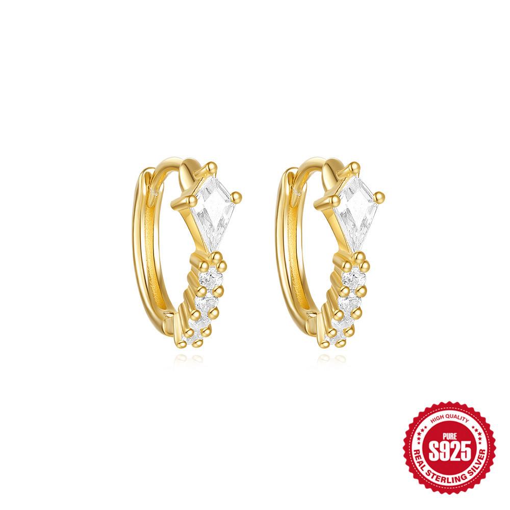 Серьги-кольца Huggie Hoops из стерлингового серебра 925 пробы с геометрическим рисунком в форме воздушного змея и цирконием