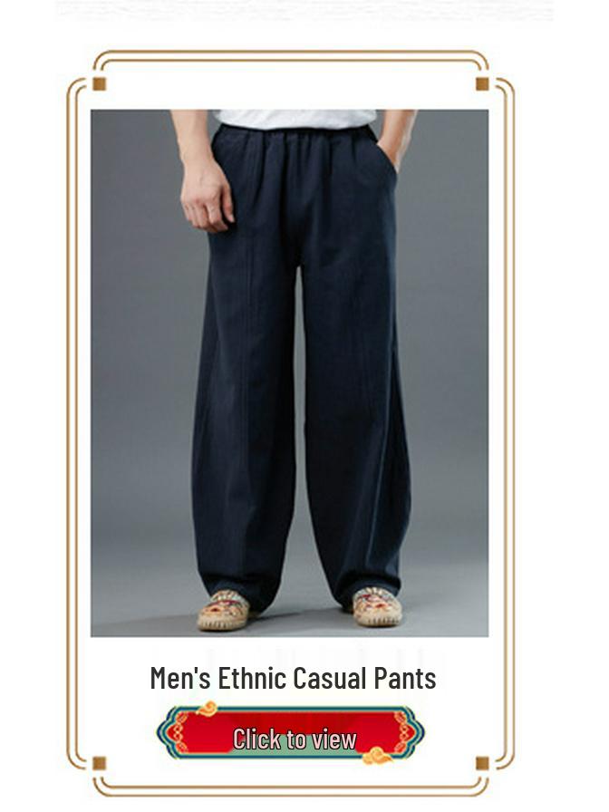 Мужская осенняя рубашка ханьфу из рами: Свободная повседневная верхняя одежда в китайском стиле со стойкой и застежками-лягушками