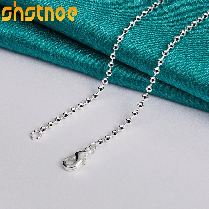 SHSTONE Серебряная цепочка 925 пробы, 2 мм, 18 дюймов, с шариками, для женщин, на вечеринку, помолвку, свадьбу, модный кулон, ювелирные изделия, подарки