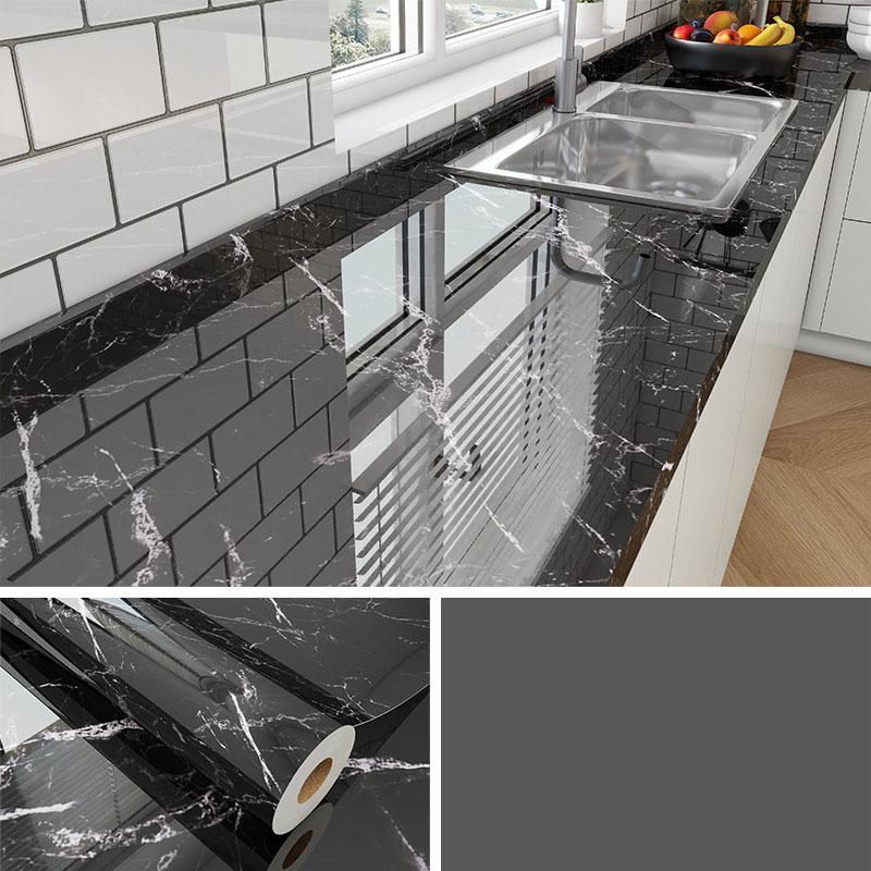 Самоклеящаяся пленка под мрамор - Термостойкая наклейка на кухонную столешницу, Водонепроницаемые, маслостойкие обои с отклеивающейся подложкой для обновления кухонных шкафов