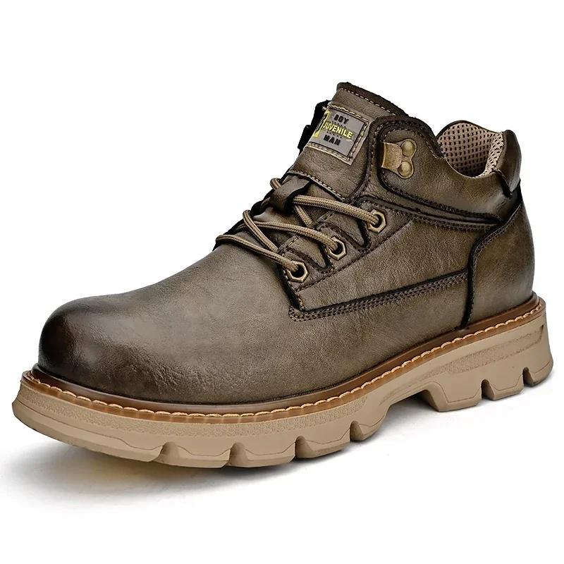 Модные стильные мужские байкерские туфли, повседневные туфли в стиле ретро для мужчин, модельные туфли с низким верхом, нескользящие, модные универсальные мужские защитные туфли