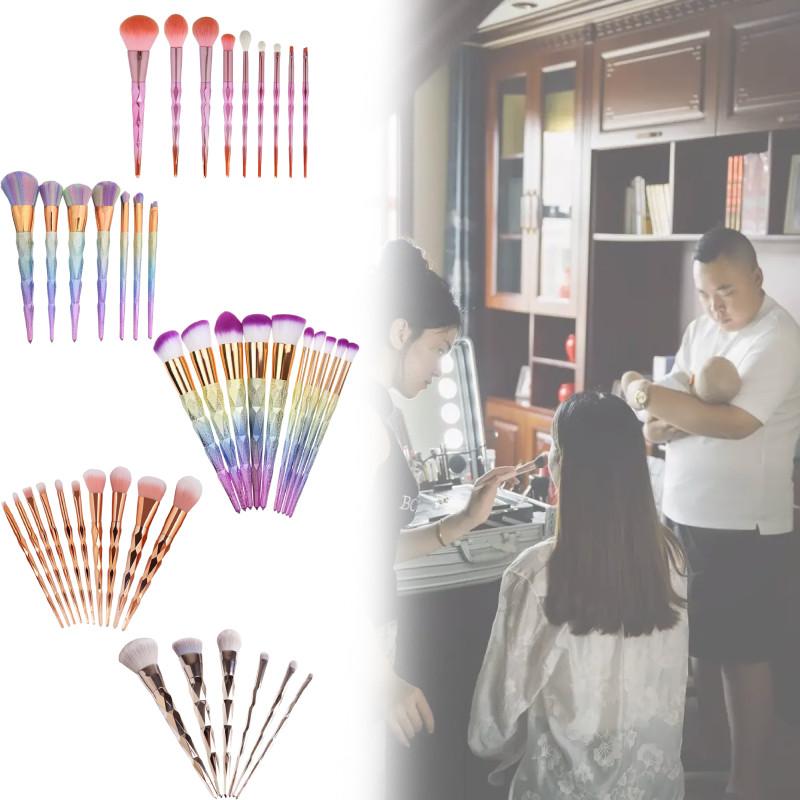 Набор из 10 кистей для макияжа с 3D градиентом и синтетическим ворсом для профессионального использования