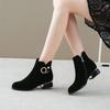 Autumn and Winter Thick Heeled Short Boots Women's Shoes Ankle Boots Low Heels Short Cow Suede Shoes Women's Boots