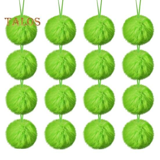12/16 шт. Рождественские подвесные украшения 6 см зеленые пушистые шарики бант декор легкий многоразовый елочный кулон праздничный декор подарки