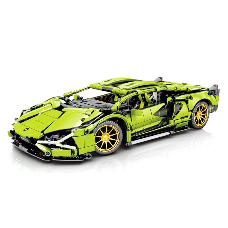 Техническая суперскоростная зеленая модель спортивного автомобиля Lamborghini, строительные блоки, знаменитый автомобиль, сборные кирпичи, детские игрушки для взрослых