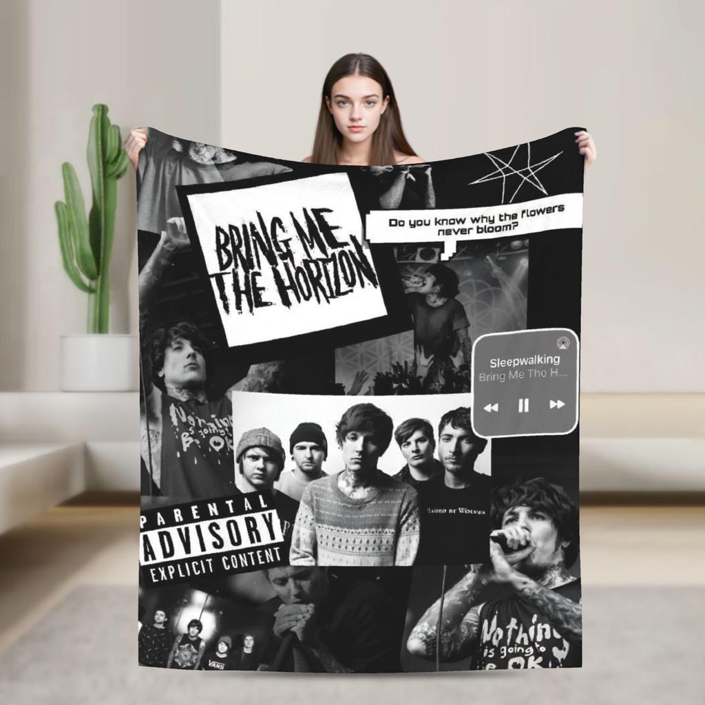 BMTH Bring Me The Horizon  Warm Soft Blanket  Picnic Plush Bedding Throws Pattern Outdoor Flannel Bedspread Sofa Bed Cover