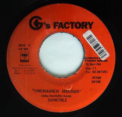 7-дюймовая пластинка SANCHEZ - Unchained Melody GF005 G's Factory Ямайка Регги, Ска и Даб Б/У